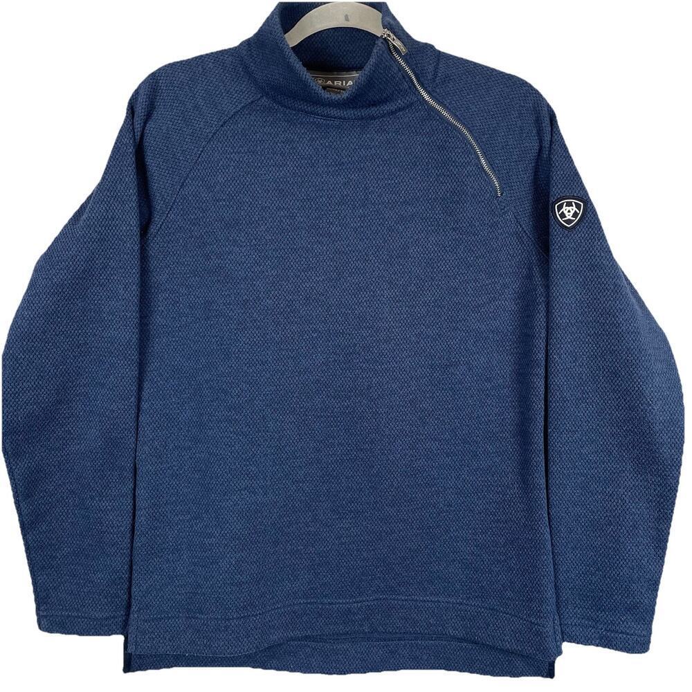 Ariat Tek Equestrian Fleece Pullover Women XS Blue Shoulder Zip Warm Horse Girl